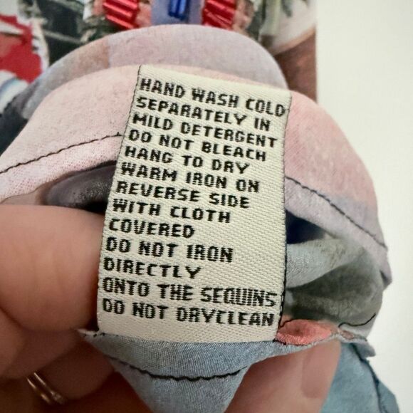 Vintage Nicole Taylor Silk Beaded Scenic Landscape Venice Italy Print Shirt L - Picture 10 of 12